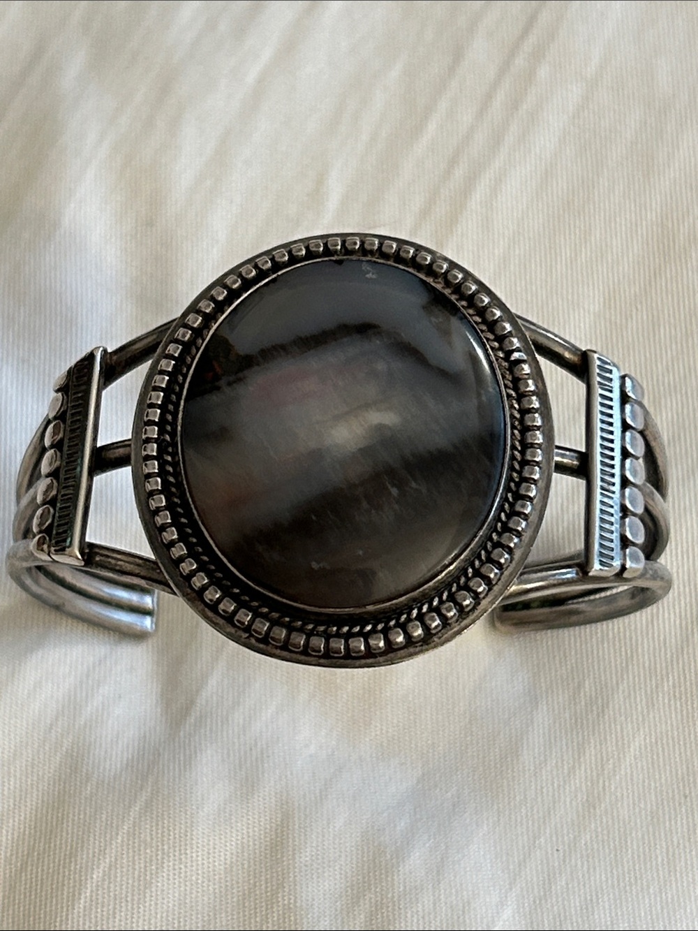 Botswana Agate Stone Cuff Silver Bracelet - Women's Jewelry